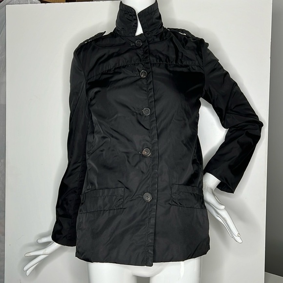 Prada Sz 38 Lightly Padded Black Structured Button Blazer Jacket - Picture 1 of 12